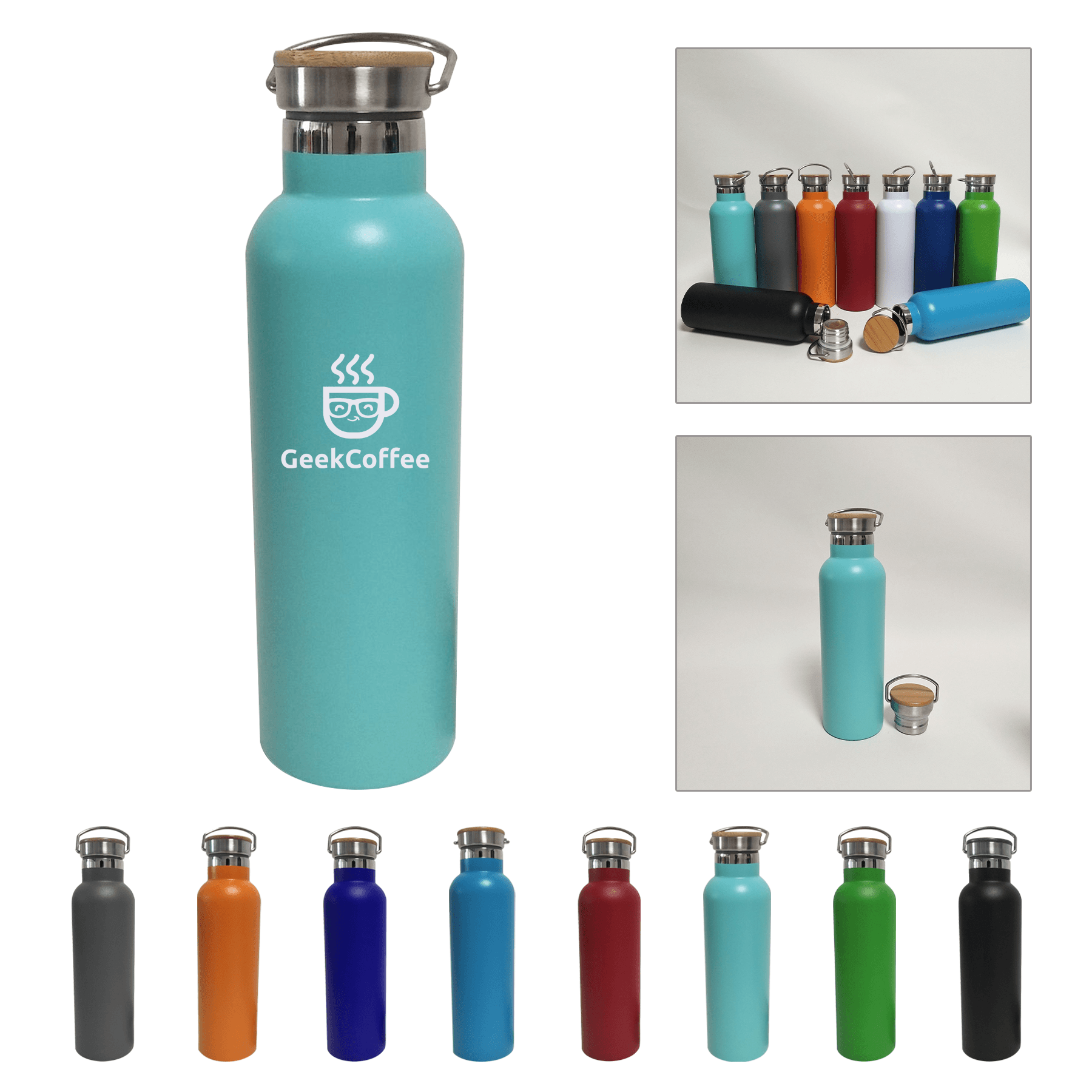 20oz Stainless Steel Bottles With Bamboo Lid