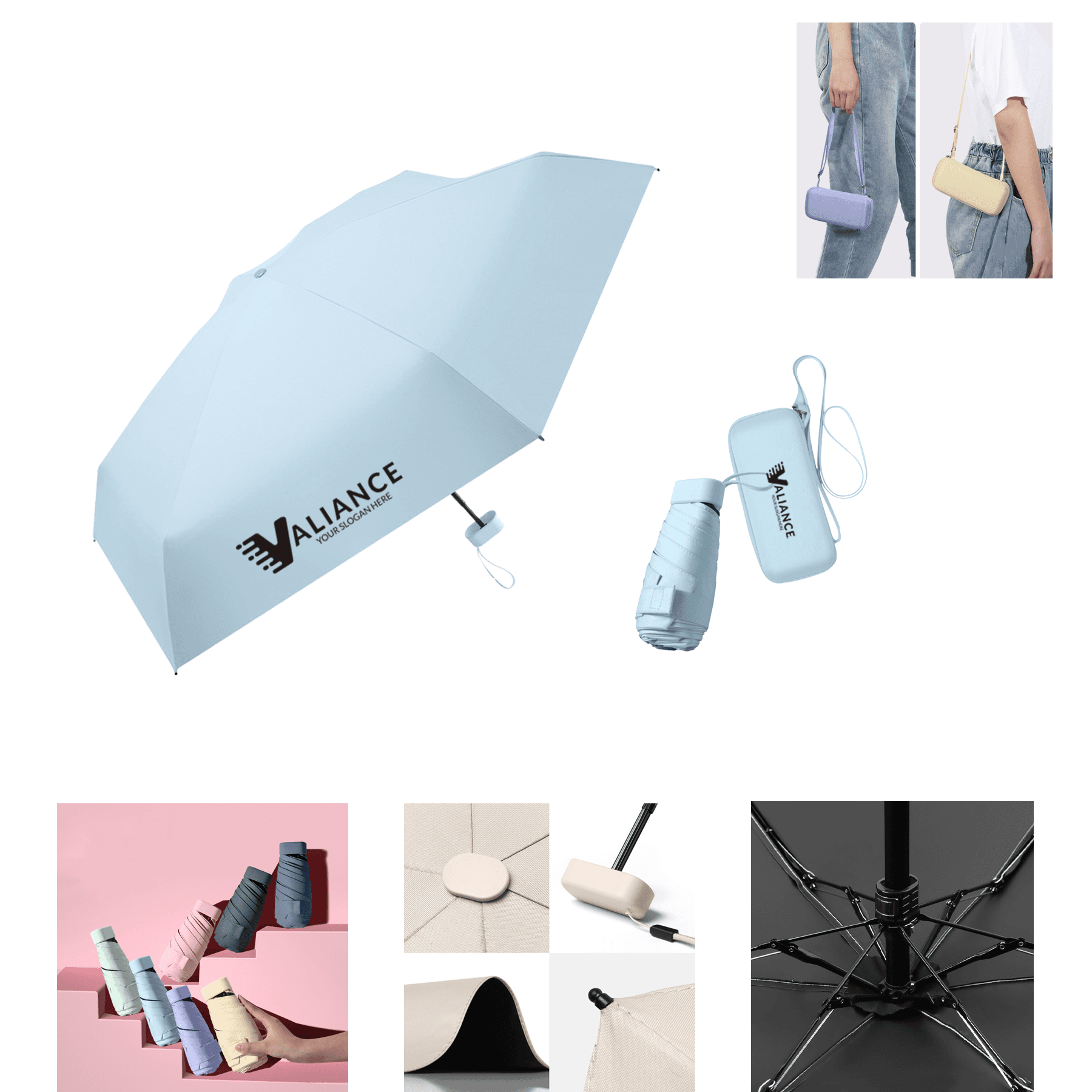 Mini Travel Sun Umbrella for Purse With Case