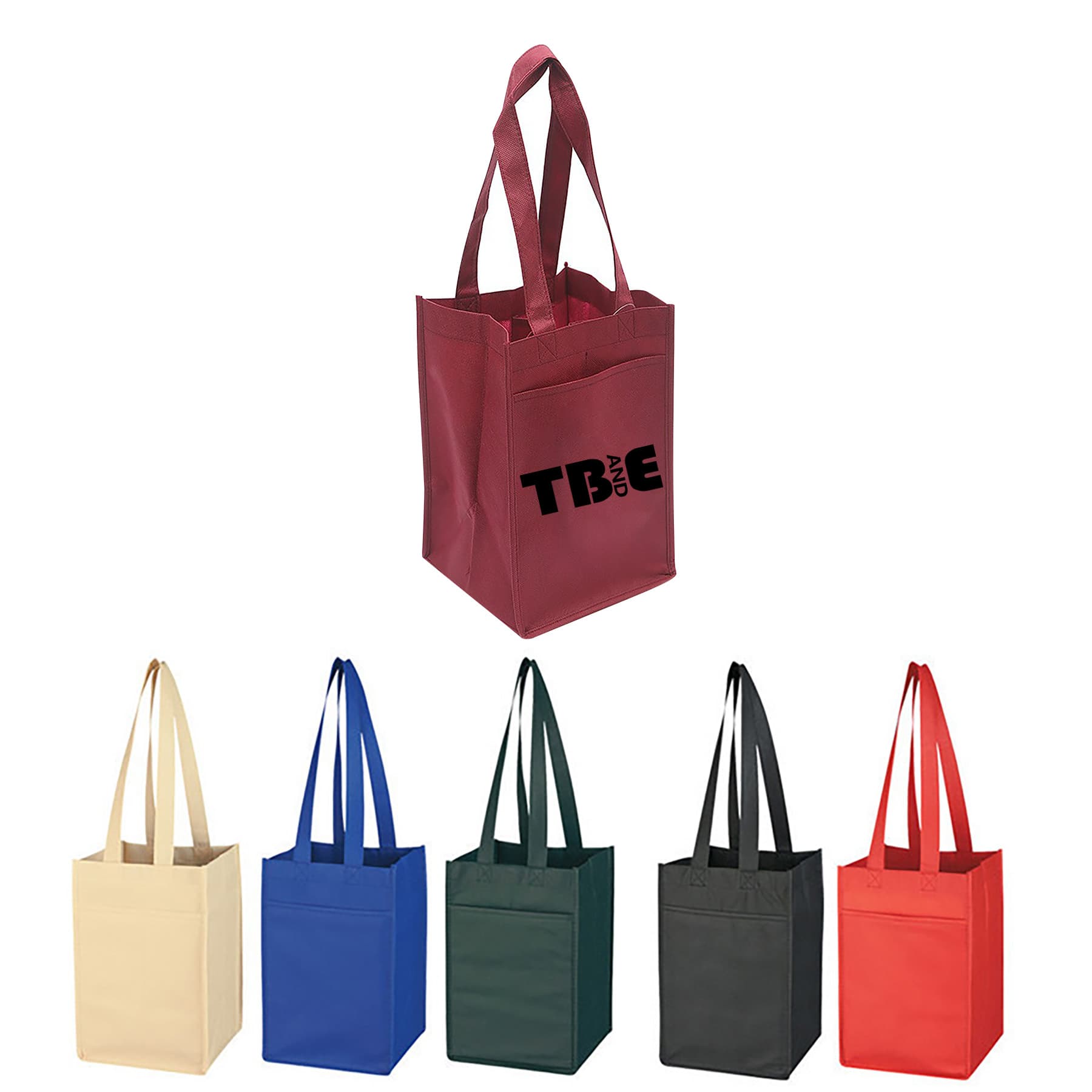 Custom Non-Woven 4 Bottle Wine Tote Bag