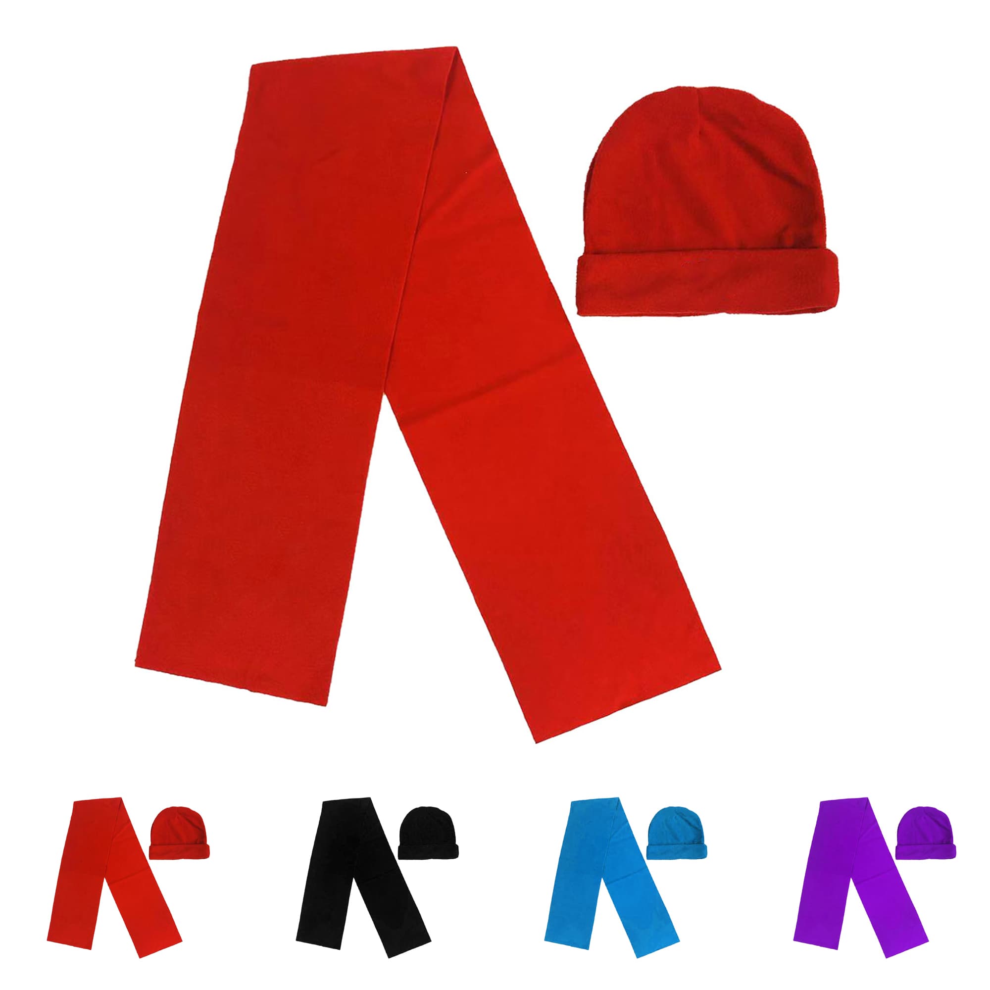 Polar Fleece Beanie Cap and Scarf Set