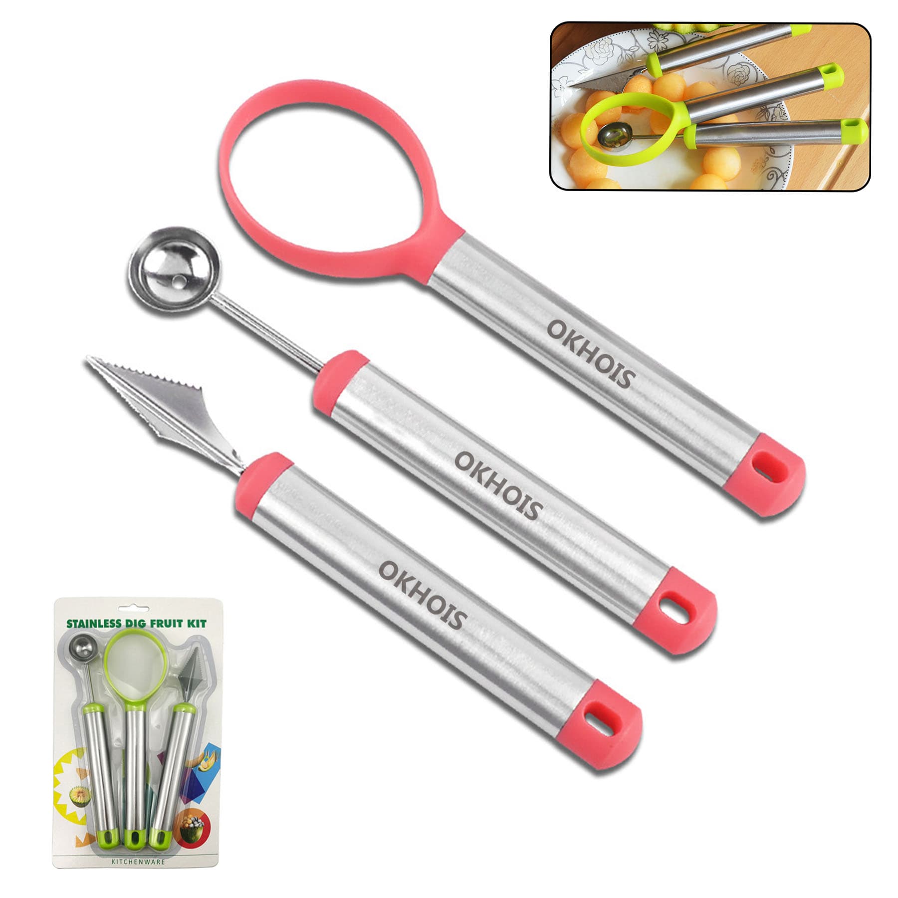 3 Pieces Fruit Carved Tool Set