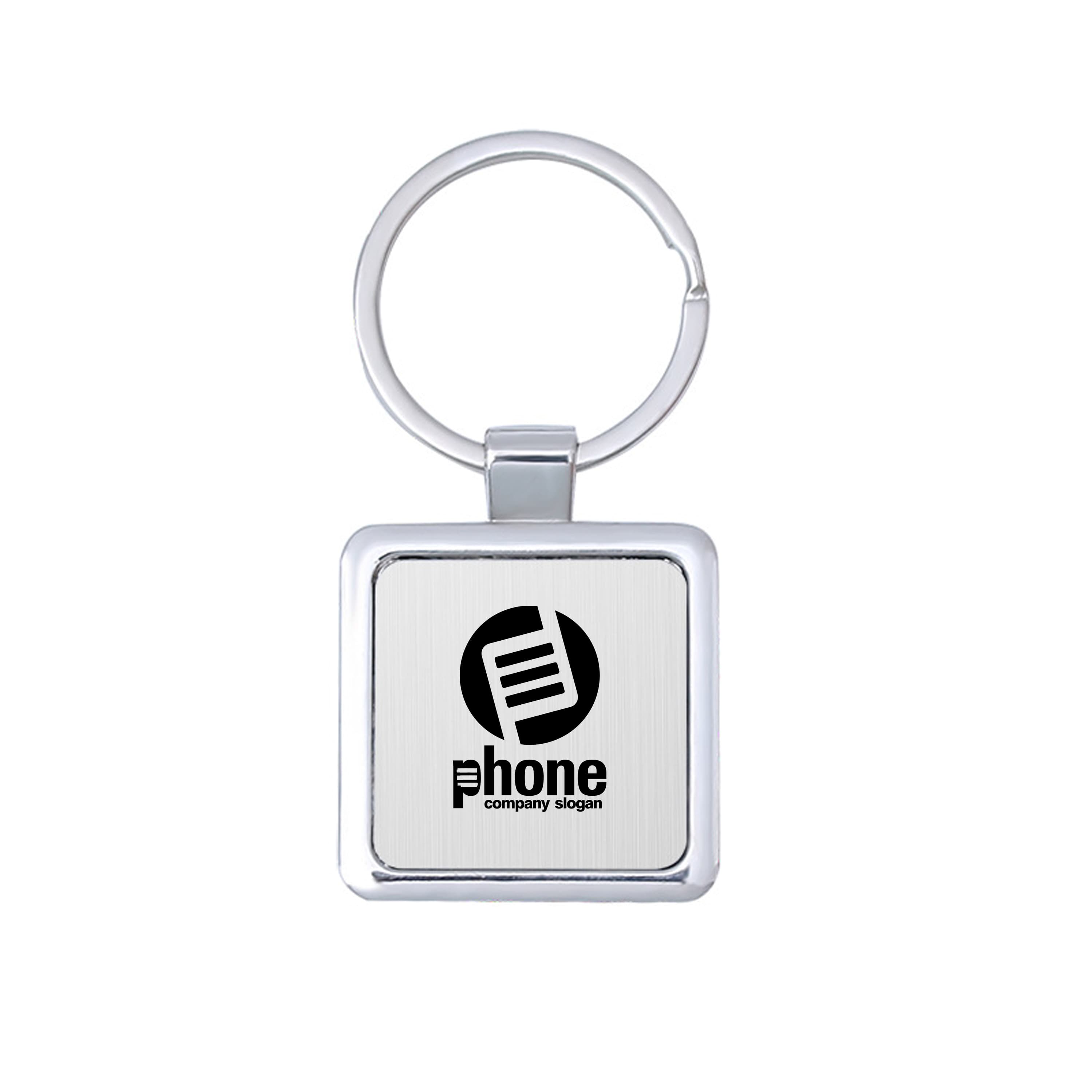 Square Die Cut Metal Keychain