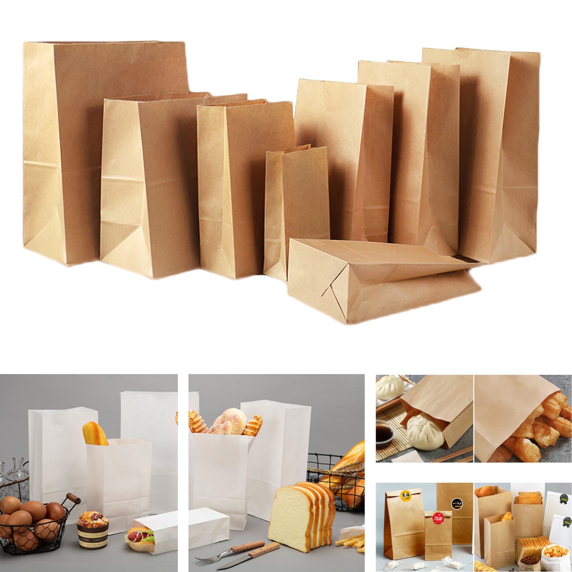 Custom Laminated Thick Kraft Lunch Bag/ Bread Bag