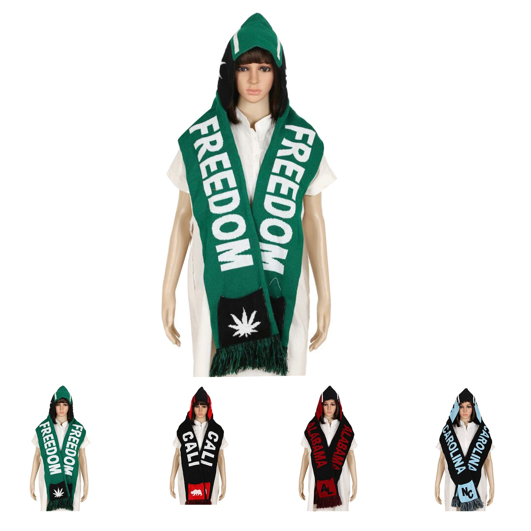 Football Team Knit Scarf Connected With Cap