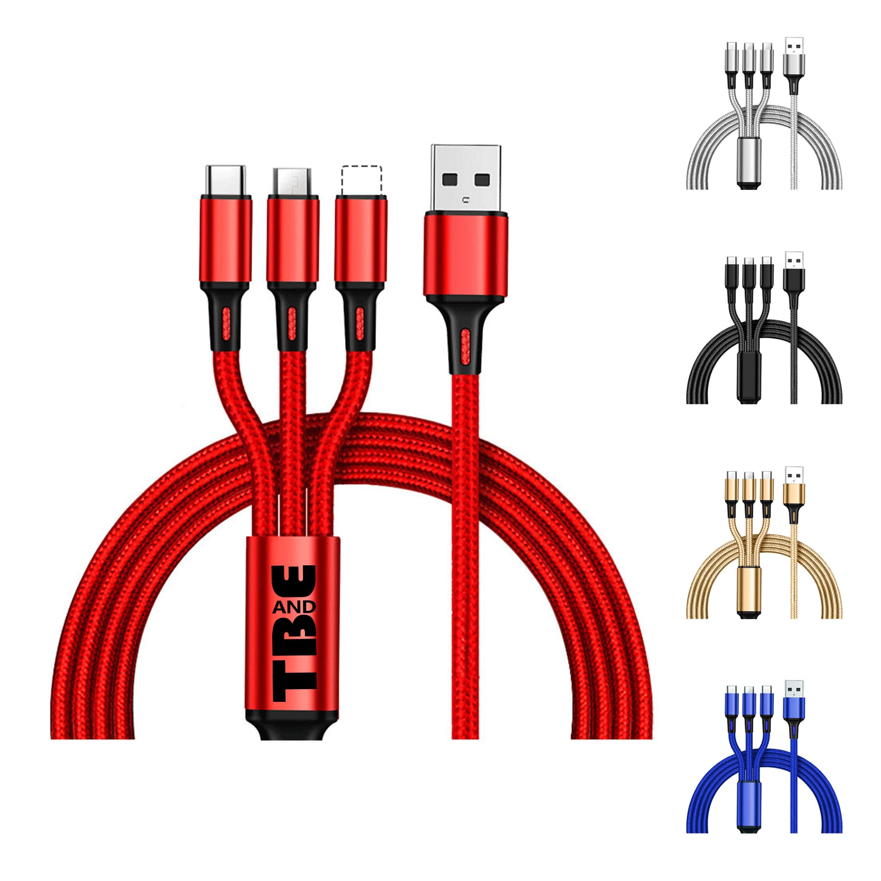 3 In 1 4Ft Usb Charging Cable