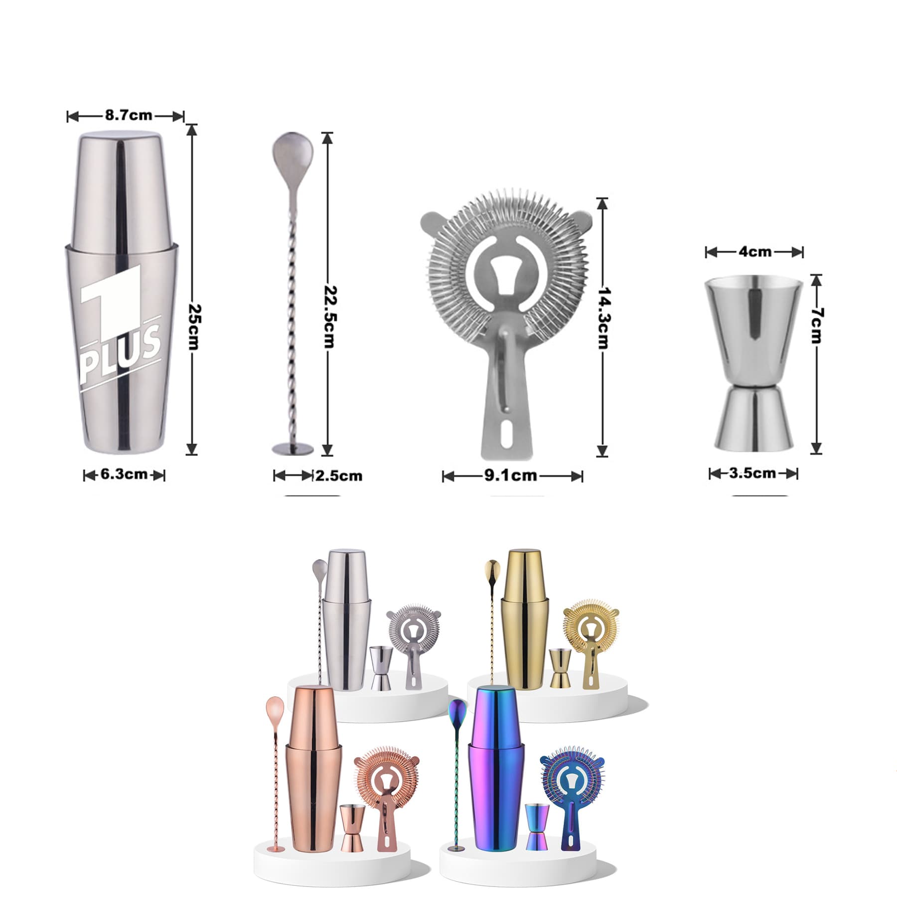5 Pieces Stainless Steel Cocktail Shaker