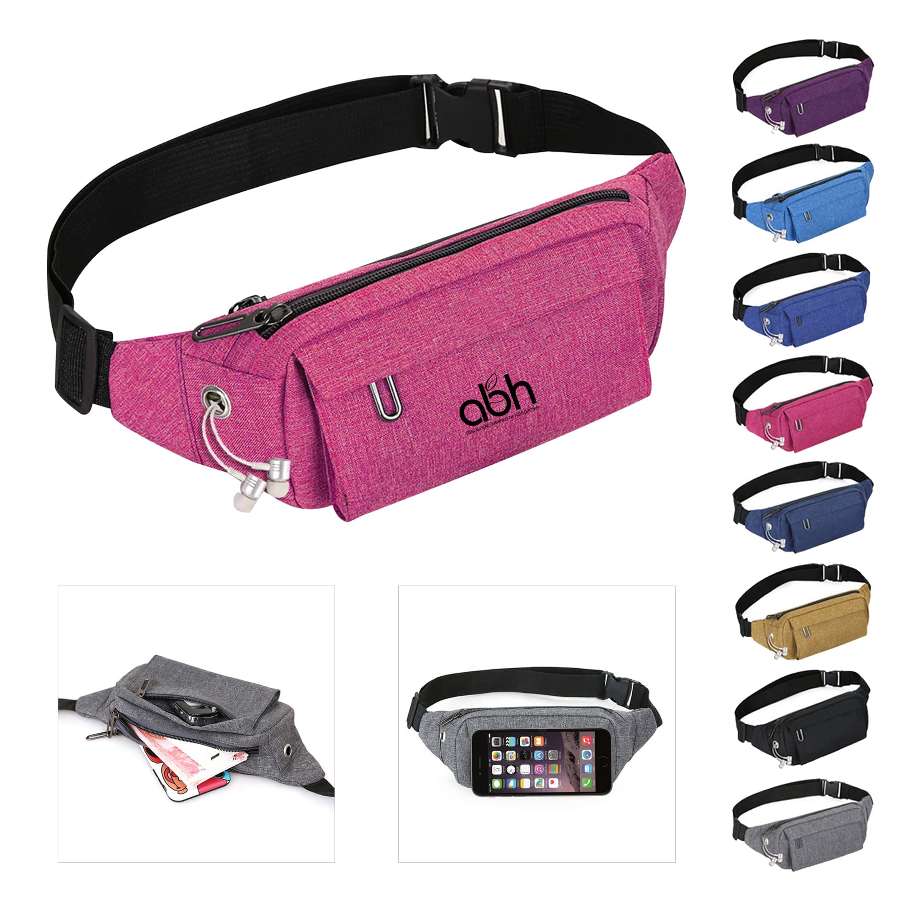 Heather Rounded 3 Pockets Fanny Pack