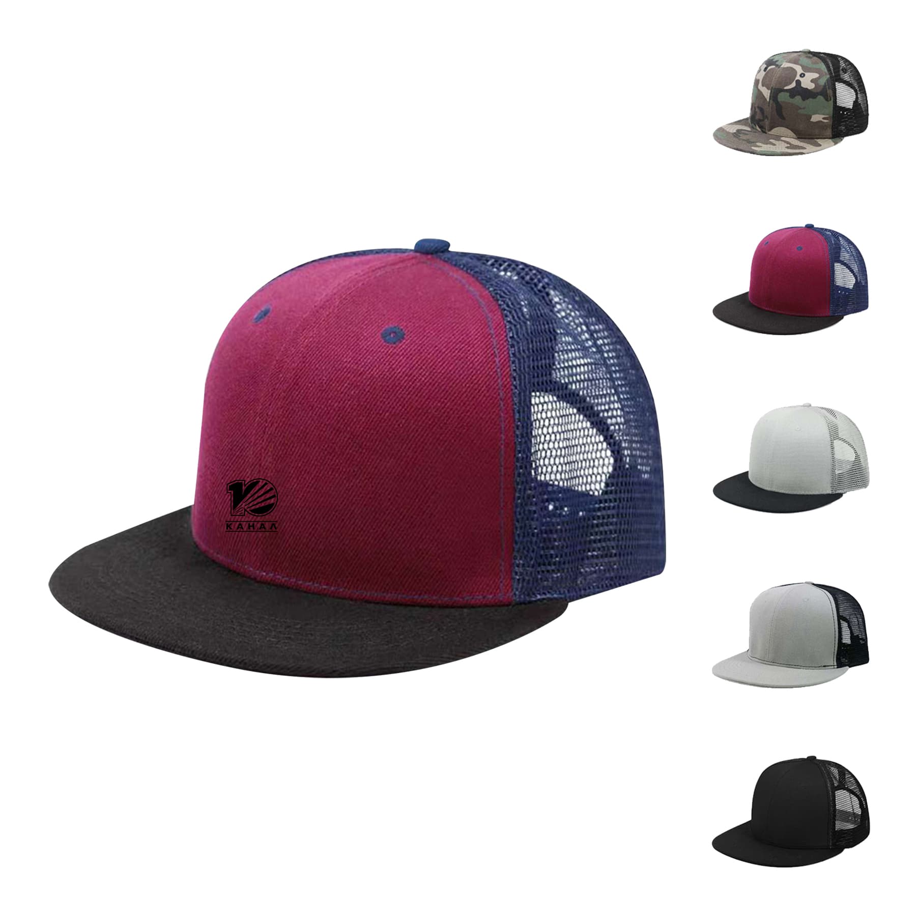 Flat Brim Mesh Snapback Baseball Cap