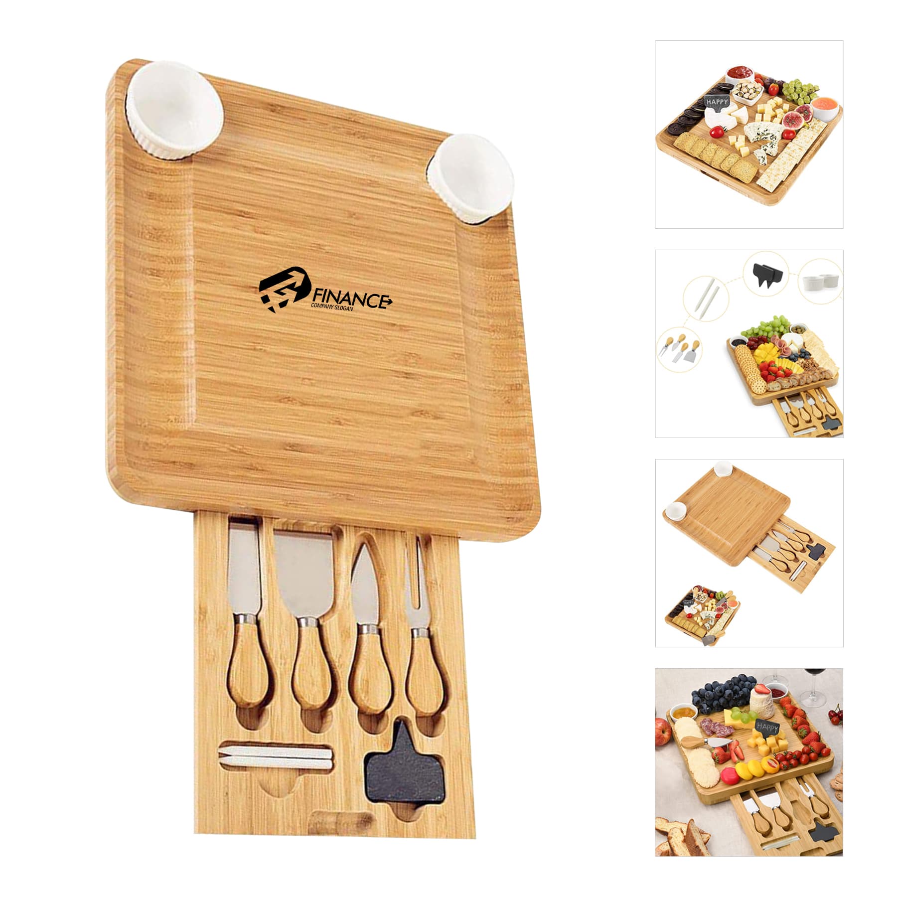 Bamboo Cheese Board With Cutlery Set