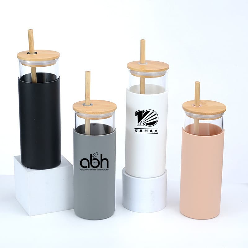 Glass Tumbler with Bamboo Straw
