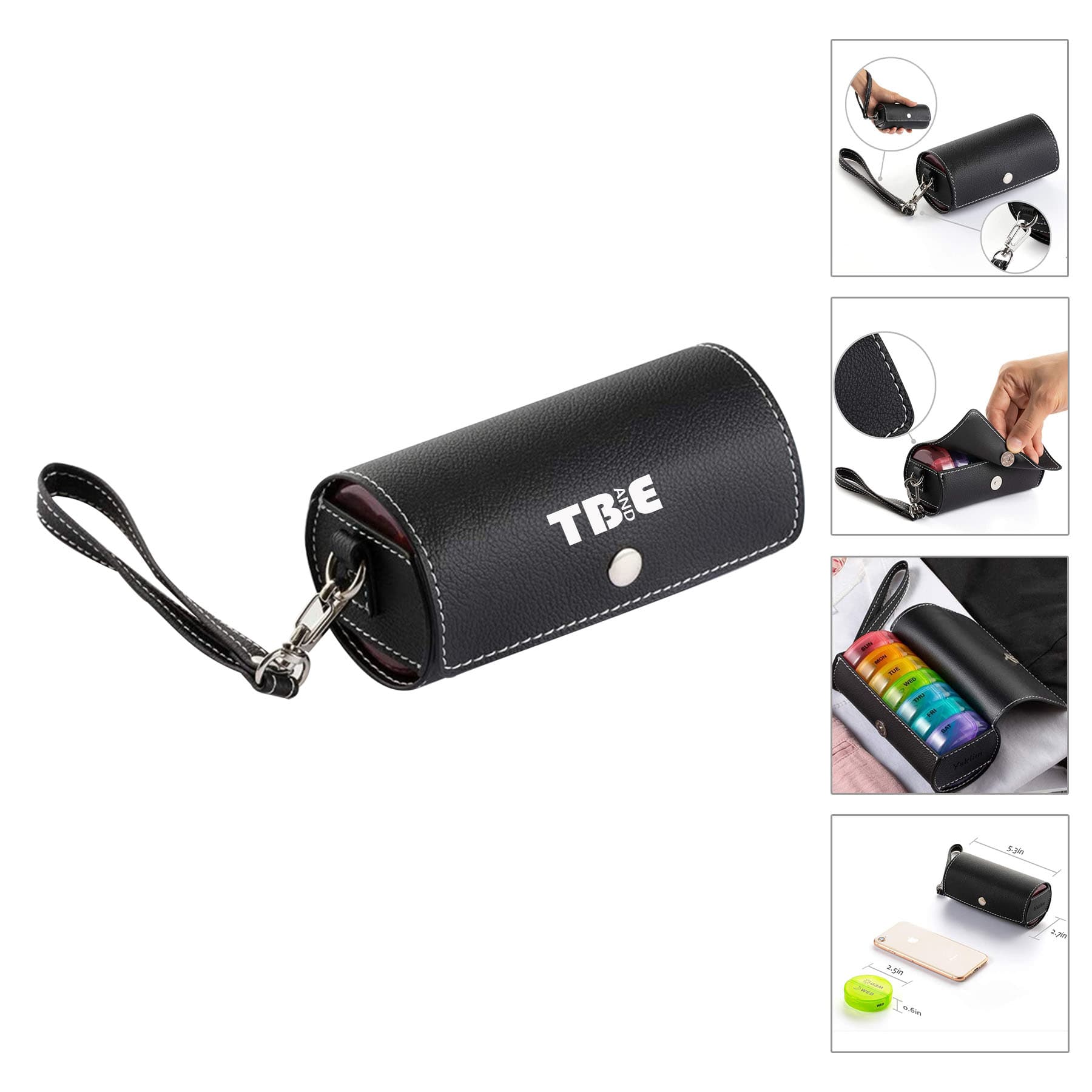 Pill Box With PU Leather Bag