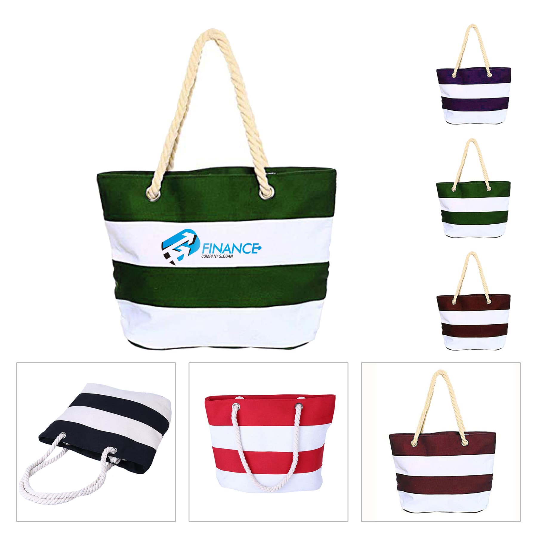 Fashionable Stripe Canvas Boat Tote Bags