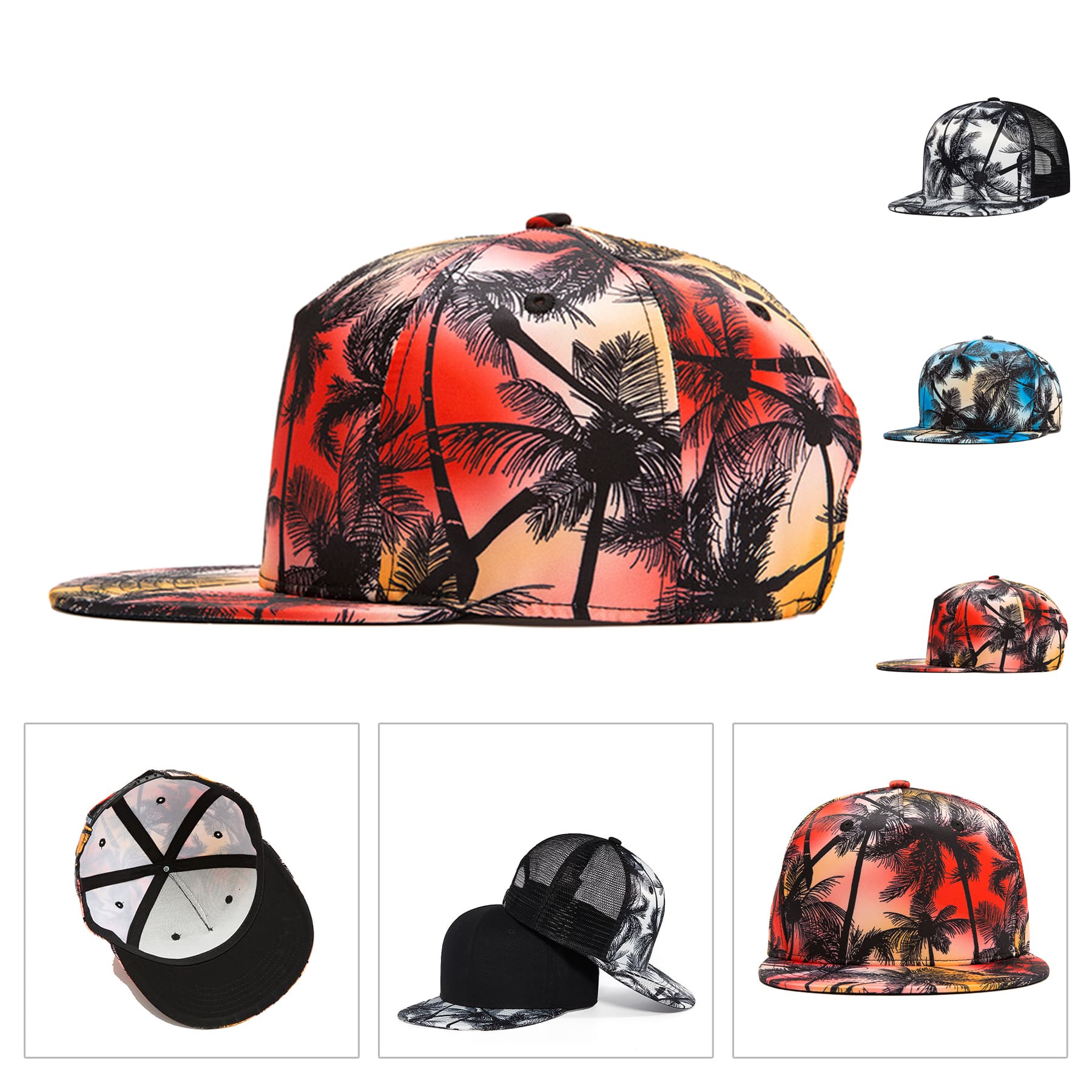Custom Full Color Sublimation Flat Mesh Baseball Cap