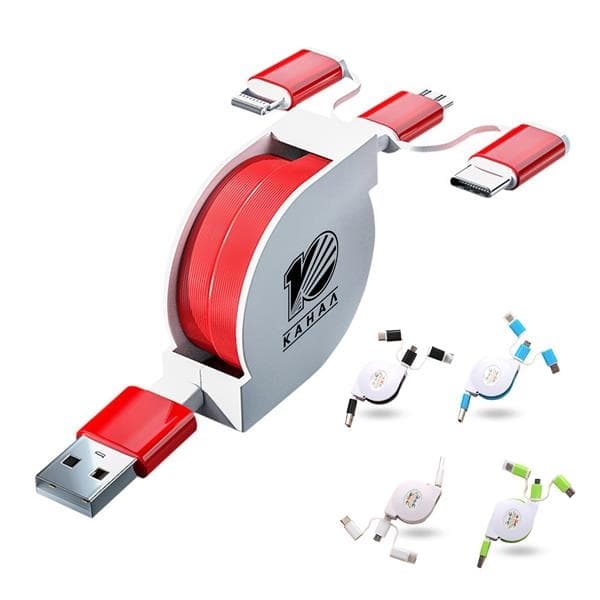 Portable 3-In-1 Retractable Charge Cable