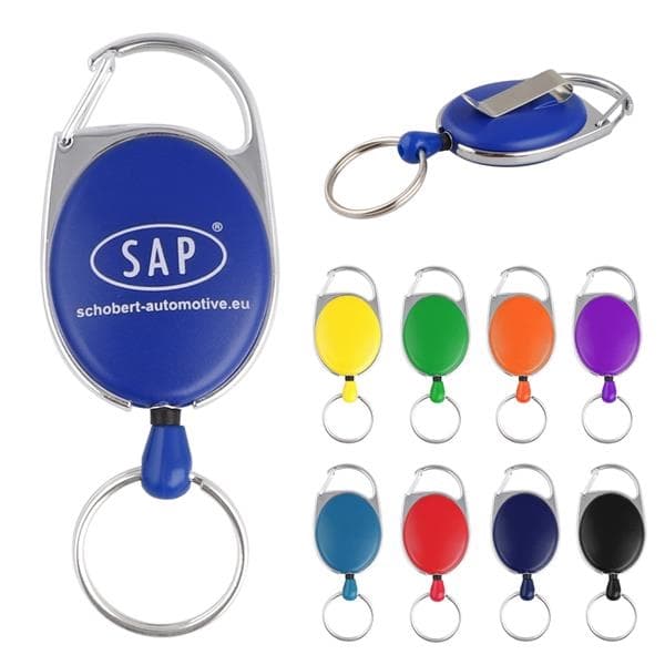 Oval Carabiner Badge Reel w/ Metal Ring