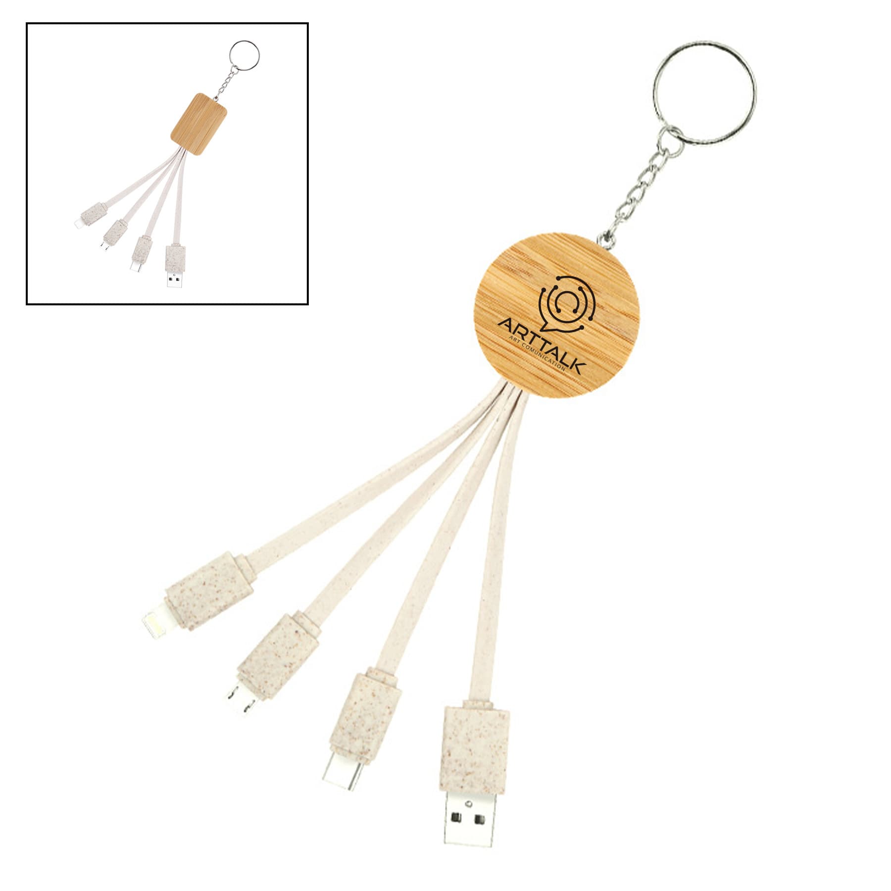 Environmental 3 In 1 Charger Cable W/ Key Ring