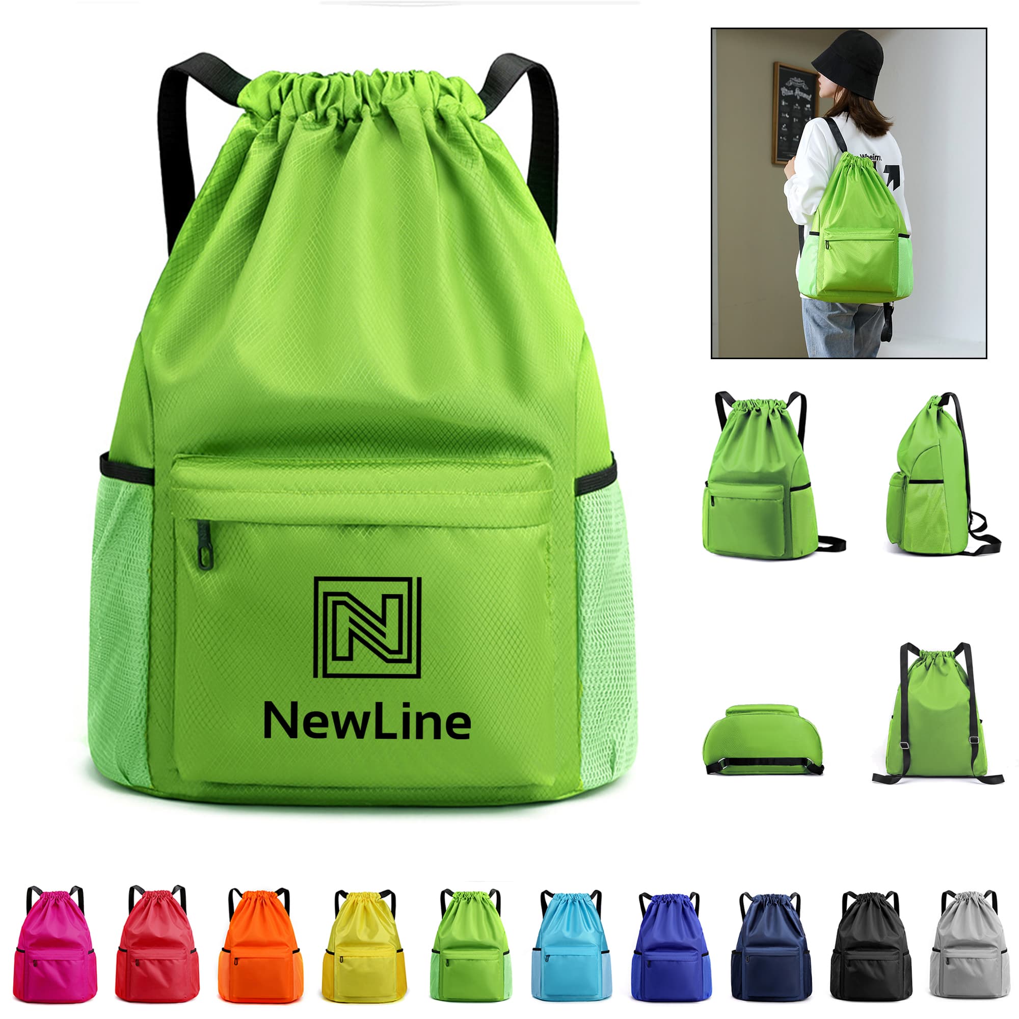 Waterproof Sports Drawstring Backpack W/ Dry-Wet Separation