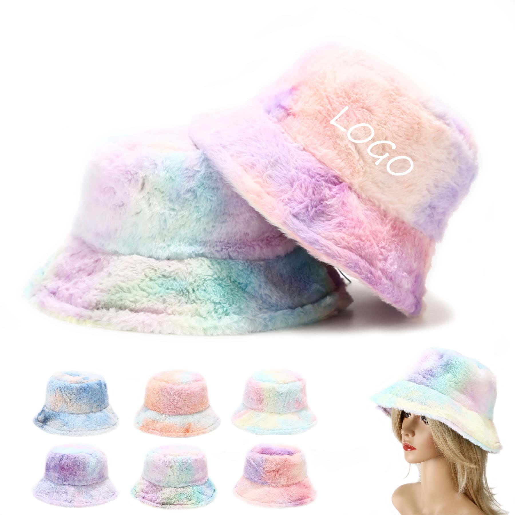 Tie-dye Bucket Hat Warm Winter Hat Fisherman Cap