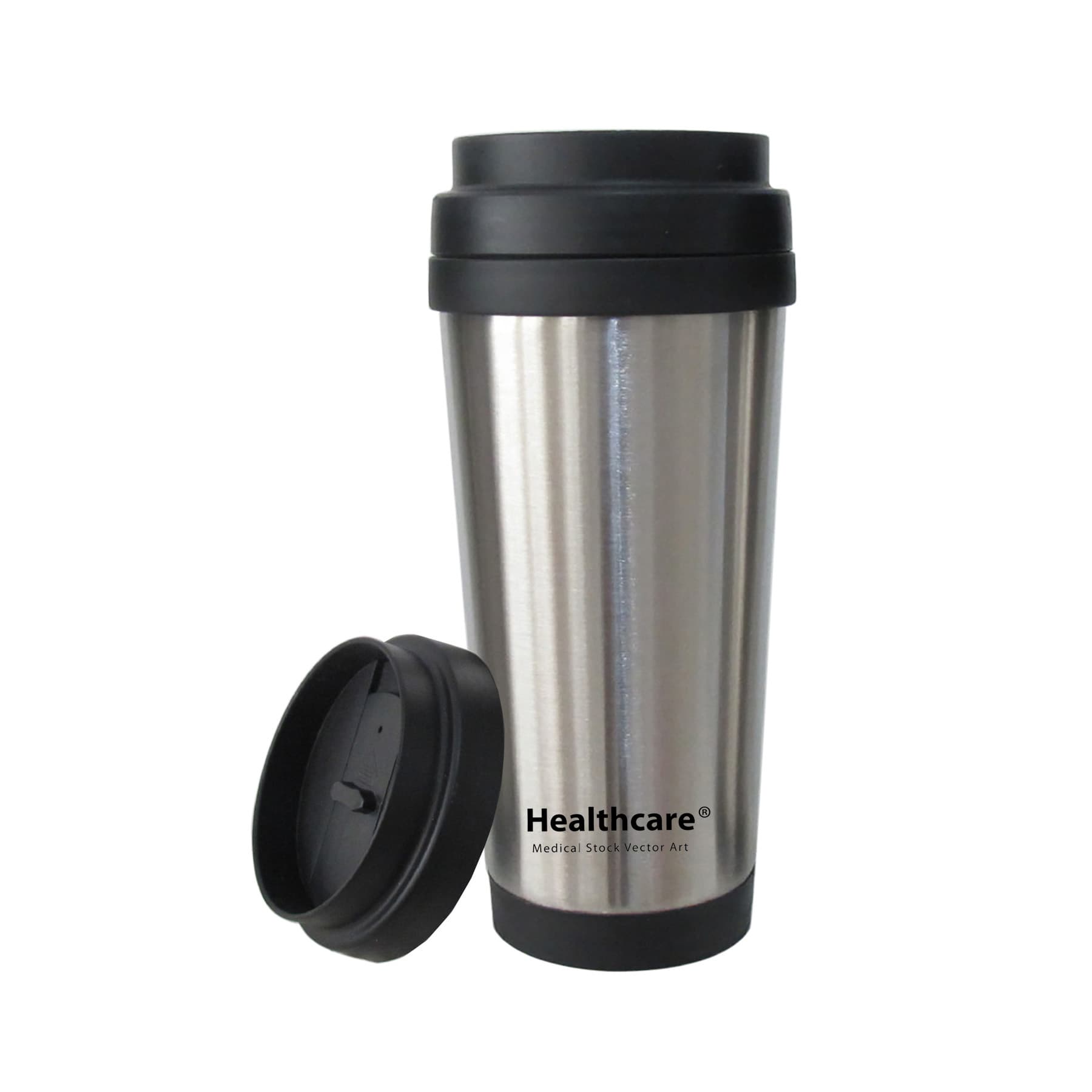 plastic and stainless steel thermos travel mug