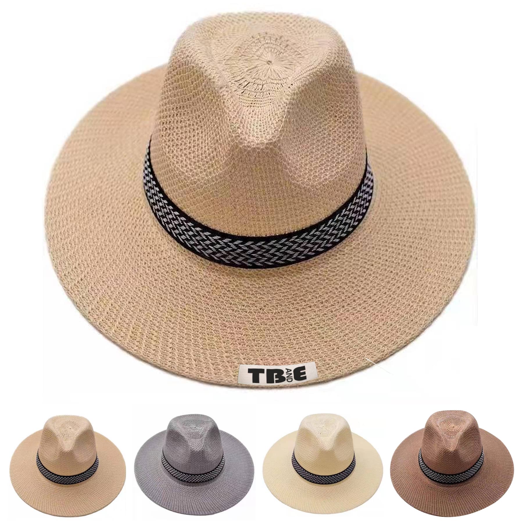 Summer Straw Beach Sun Hat Unisex Wide Brim Panama