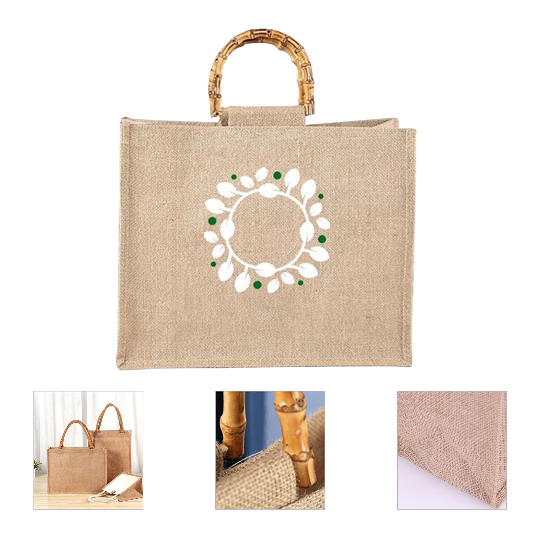 Jute Bag With Bamboo Handle