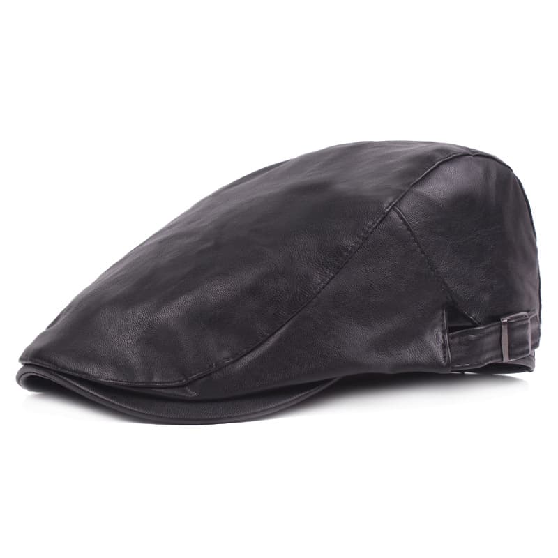 PU Leather Fashion Beret Hat Flat Cap thumbnail 3