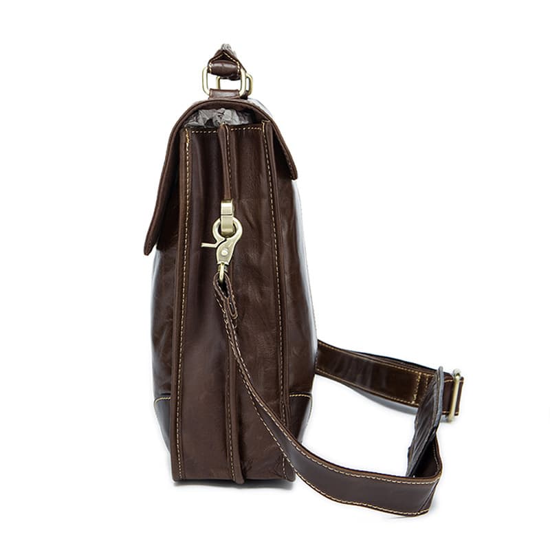 Genuine Leather Briefcase for Men 14 Inch Laptop Messenger thumbnail 7