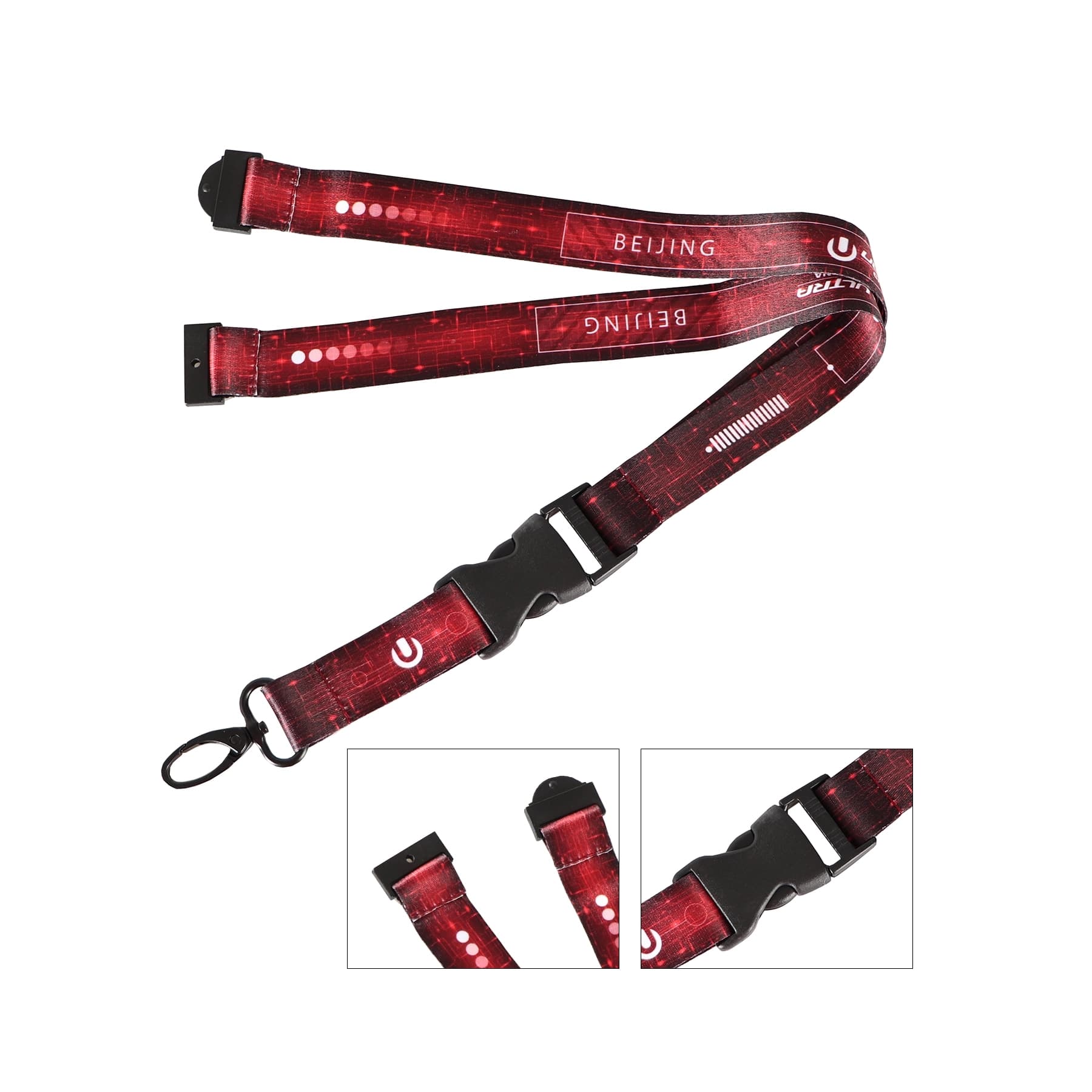 Dye Sublimated Safety Breakaway Lanyard w/Black Metal Hook thumbnail 2