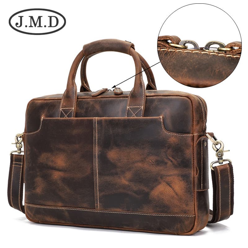 Genuine Leather Briefcase Messenger 15.6 Inch Laptop Bag thumbnail 3