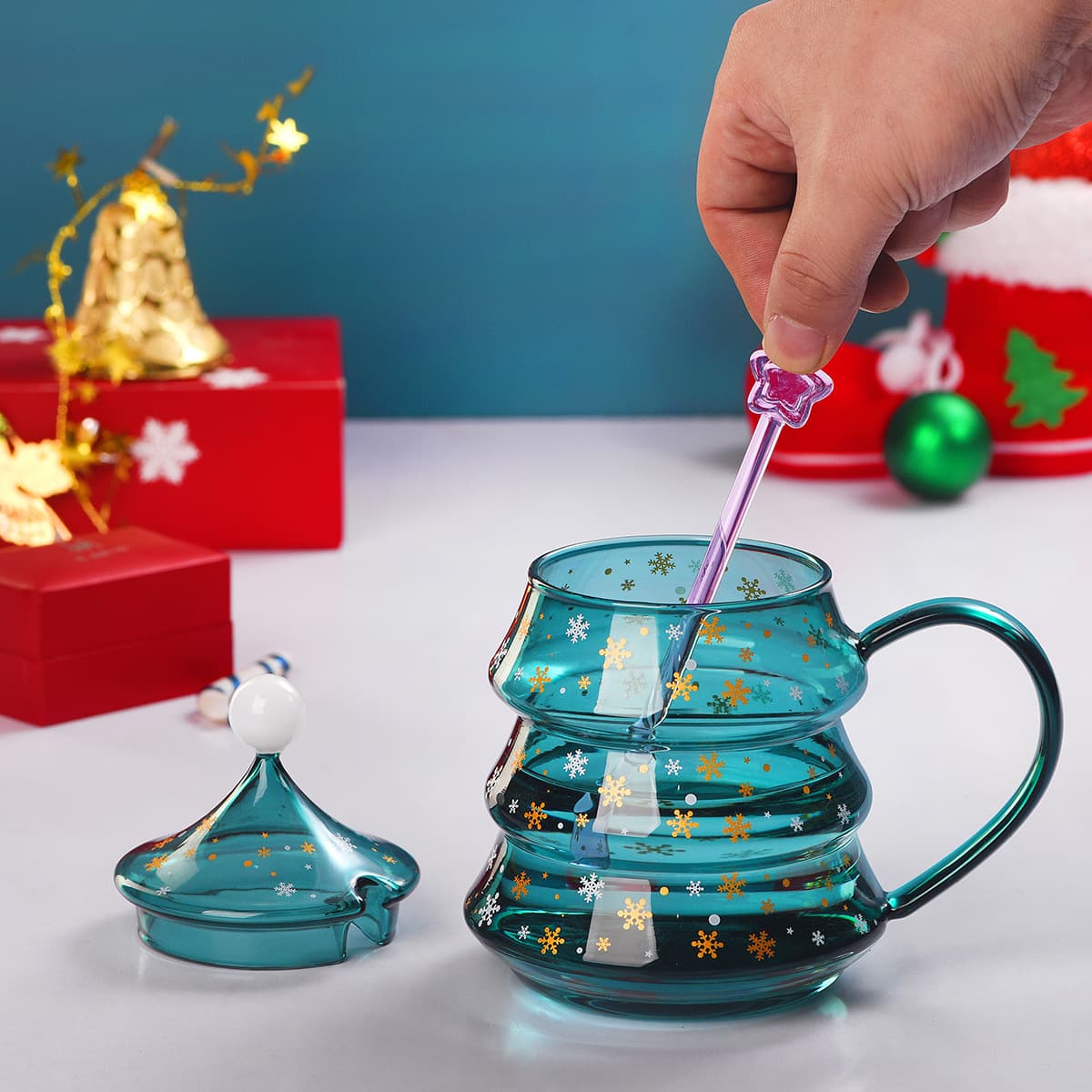 Christmas Tree Glass Coffee Mug thumbnail 5