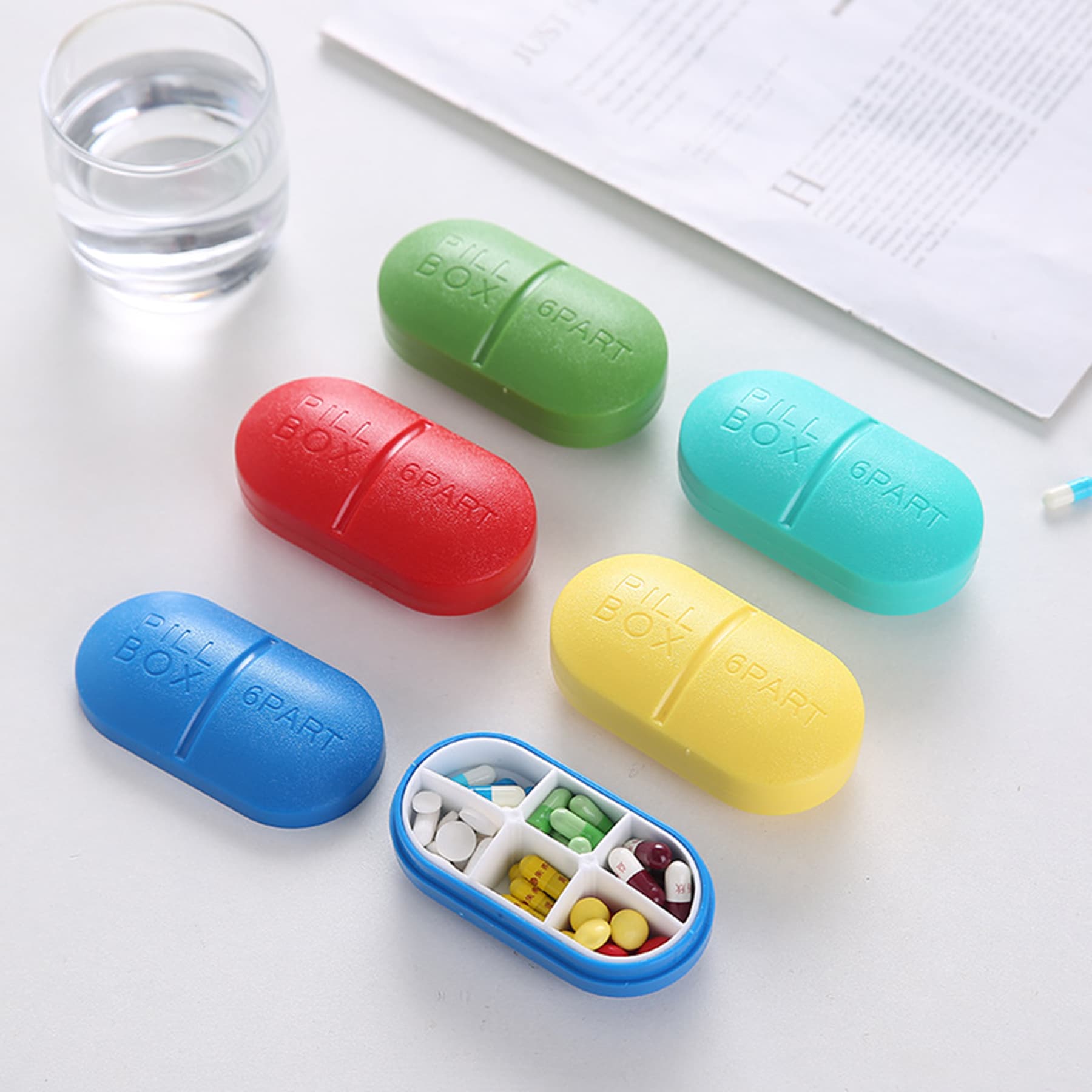 Oval 6 Compartment Pill Storage Box