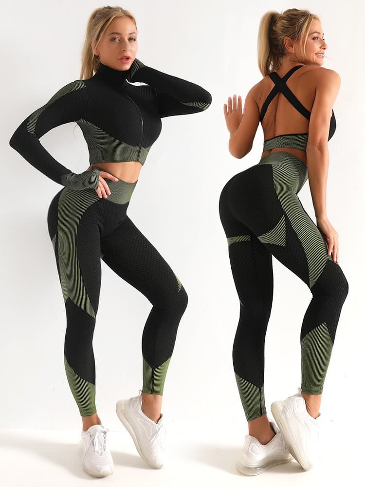 Seamless yoga suit female autumn and winter three sets thumbnail 7