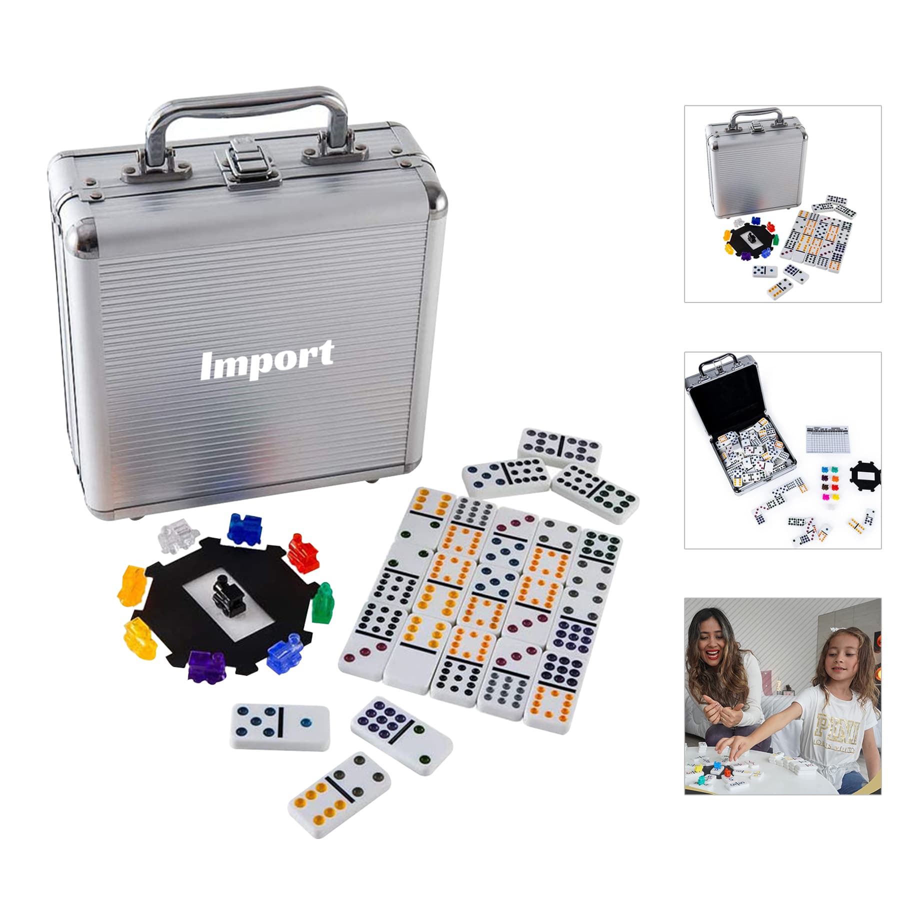 Aluminum Case Mexican Train Dominoes Set