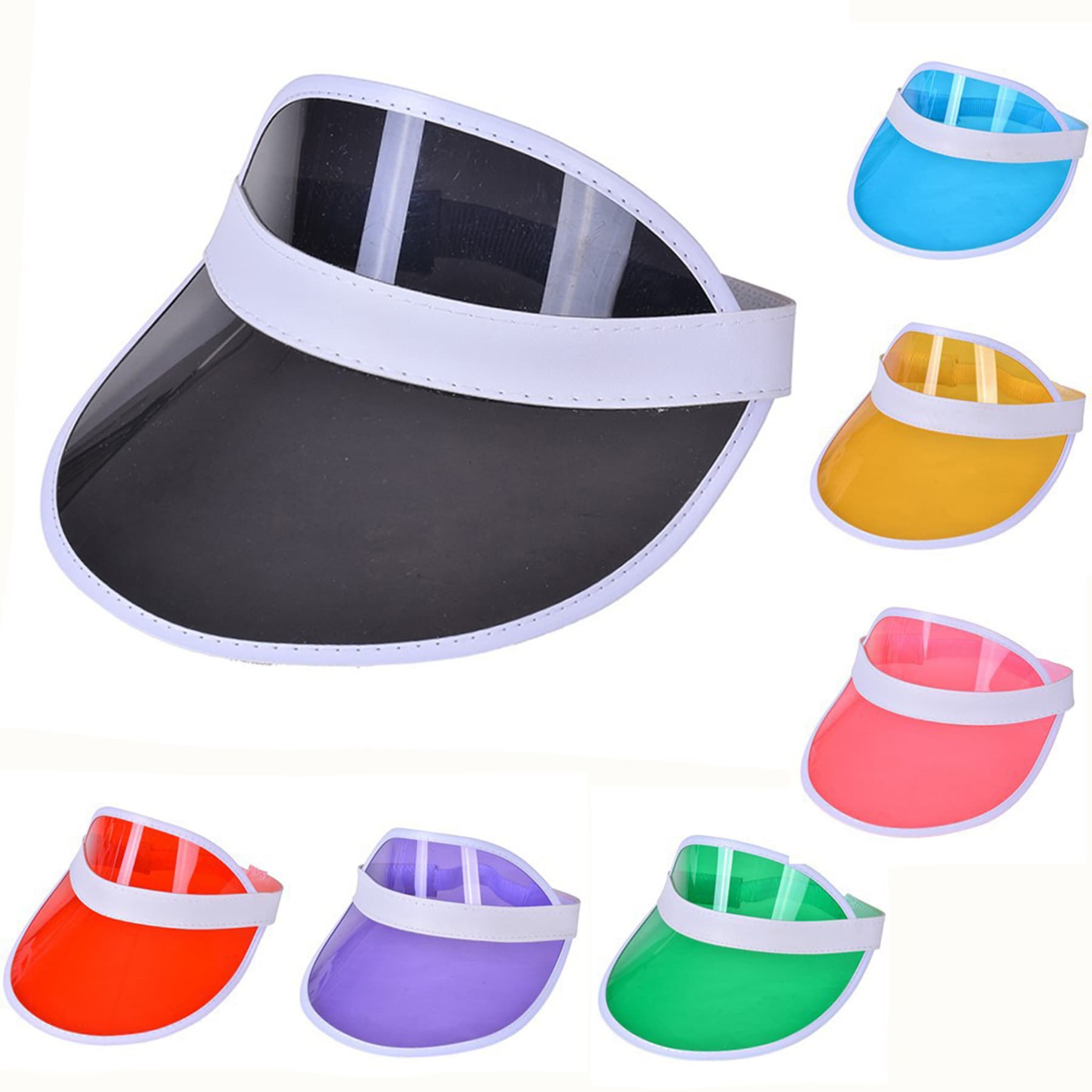 Rainbow Pvc Transparent Sun Visor Hat thumbnail 13