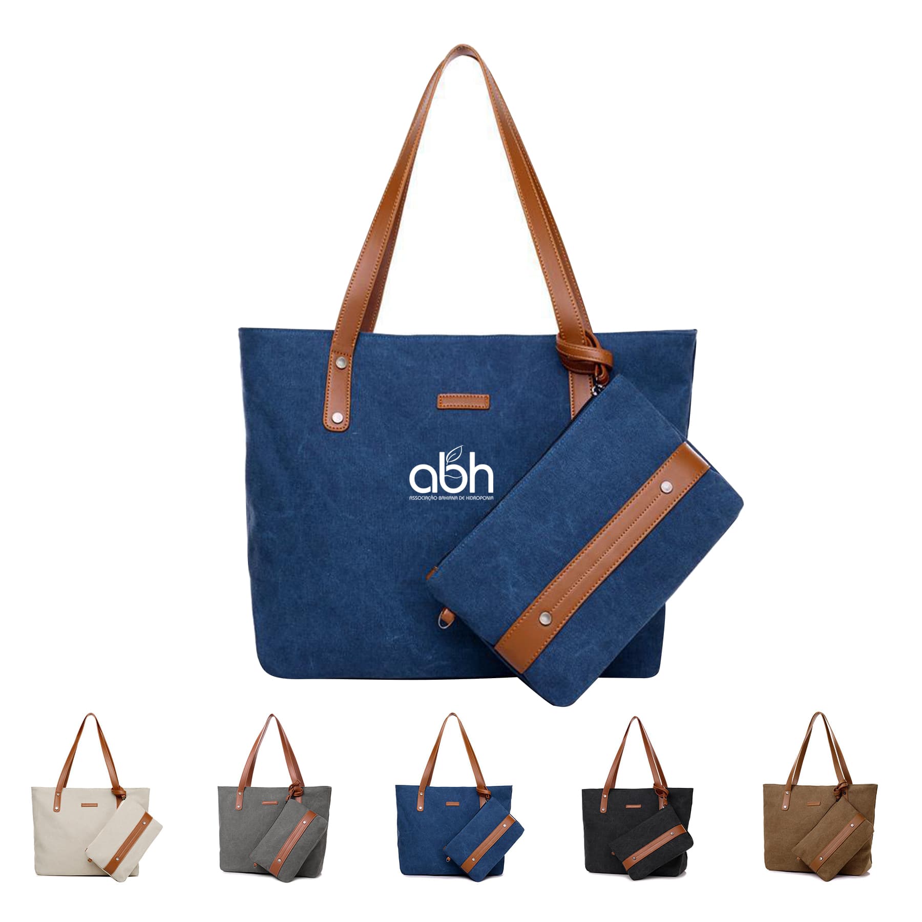 Canvas Handbags With Small Pouch/Wristlet