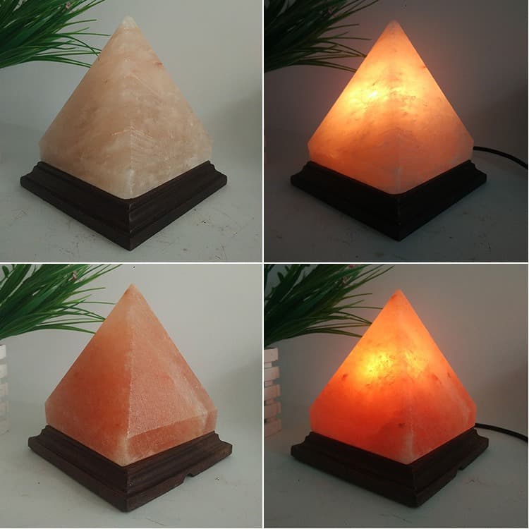 Pyramid Crystal Salt Lamp with Wood Base thumbnail 4