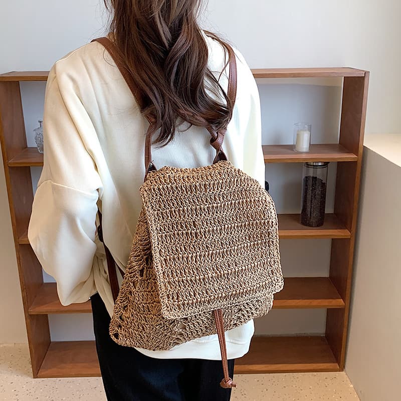 Jute Stylish woven beach backpack thumbnail 3