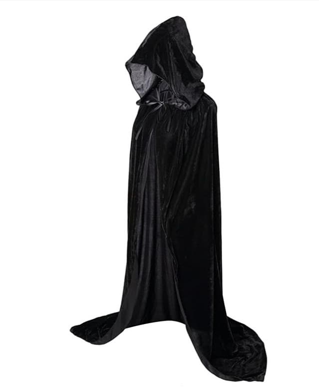 Hooded Long Reversible Velvet Robe Cape thumbnail 3