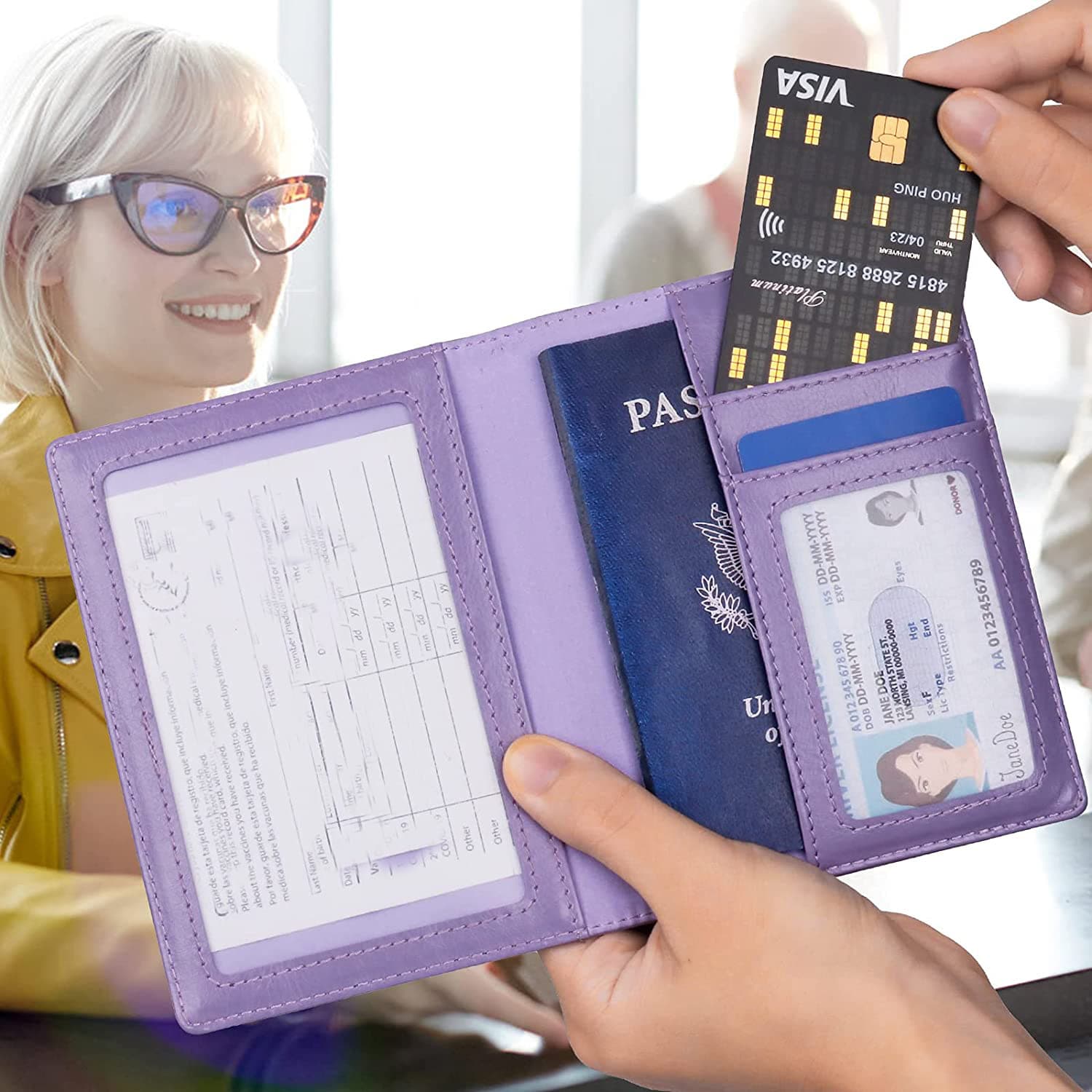 Leather Vaccine Card Wallet 4×3″ thumbnail 2