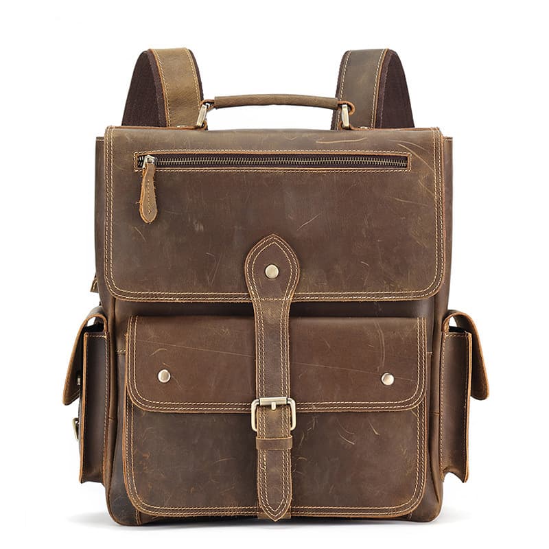 Genuine Leather Laptop Backpack Vintage Travel Office Bag thumbnail 3