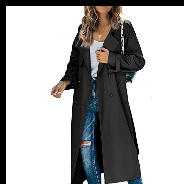 Women’s Solid Color Long Coat thumbnail 2
