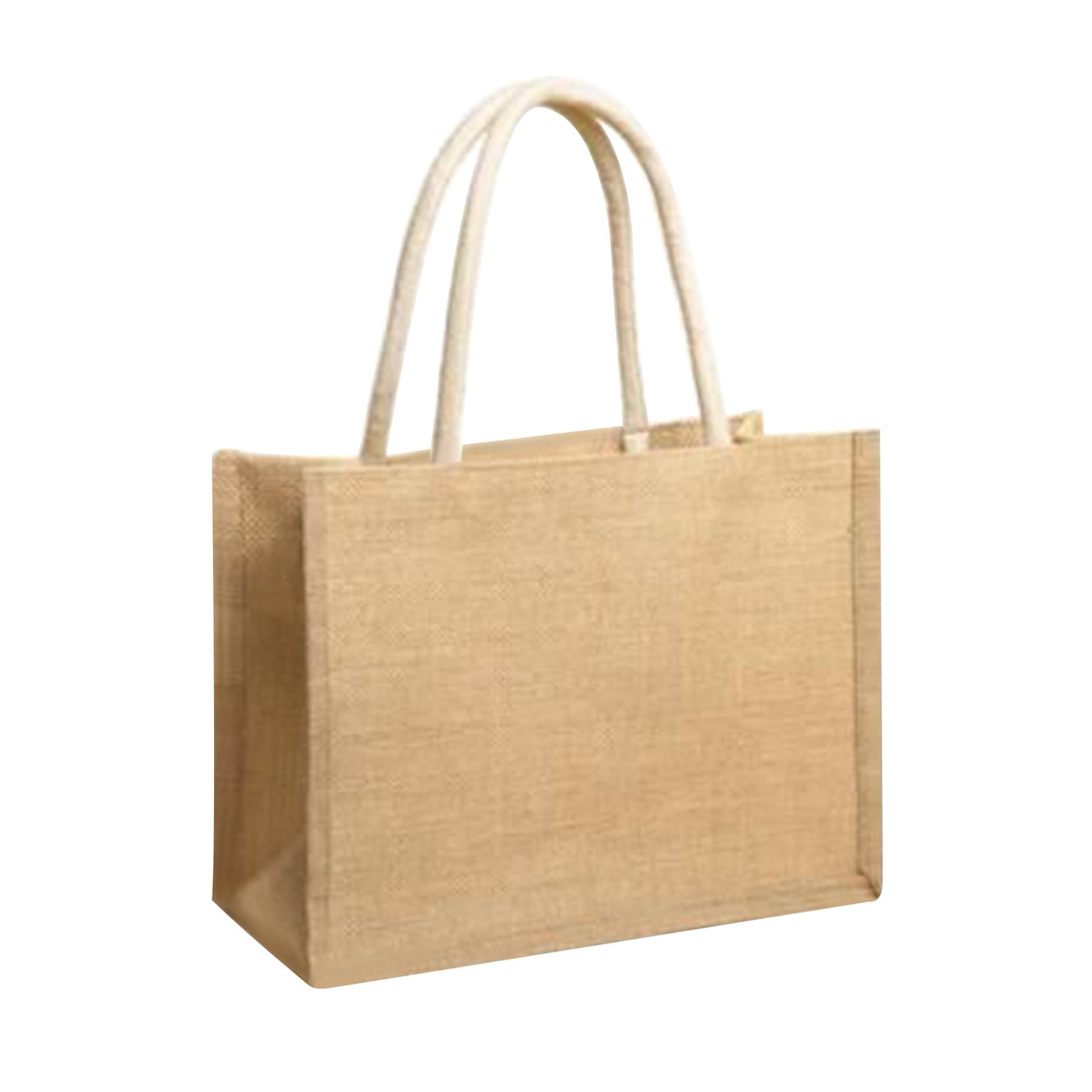 Natural Two-Tone Jute Tote Bag thumbnail 2