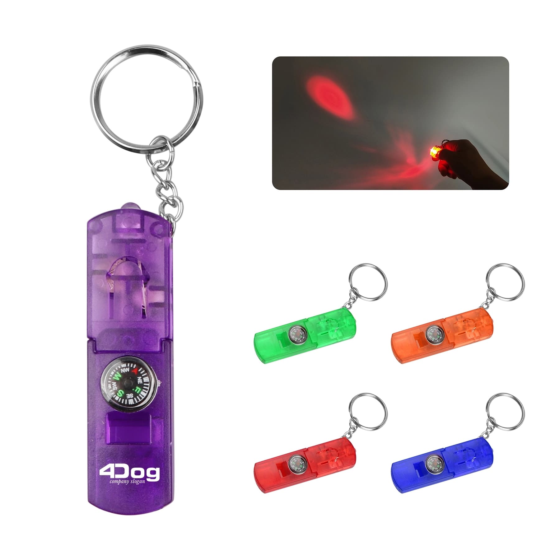 Compass Keychain with Whistle & LED Light thumbnail 4