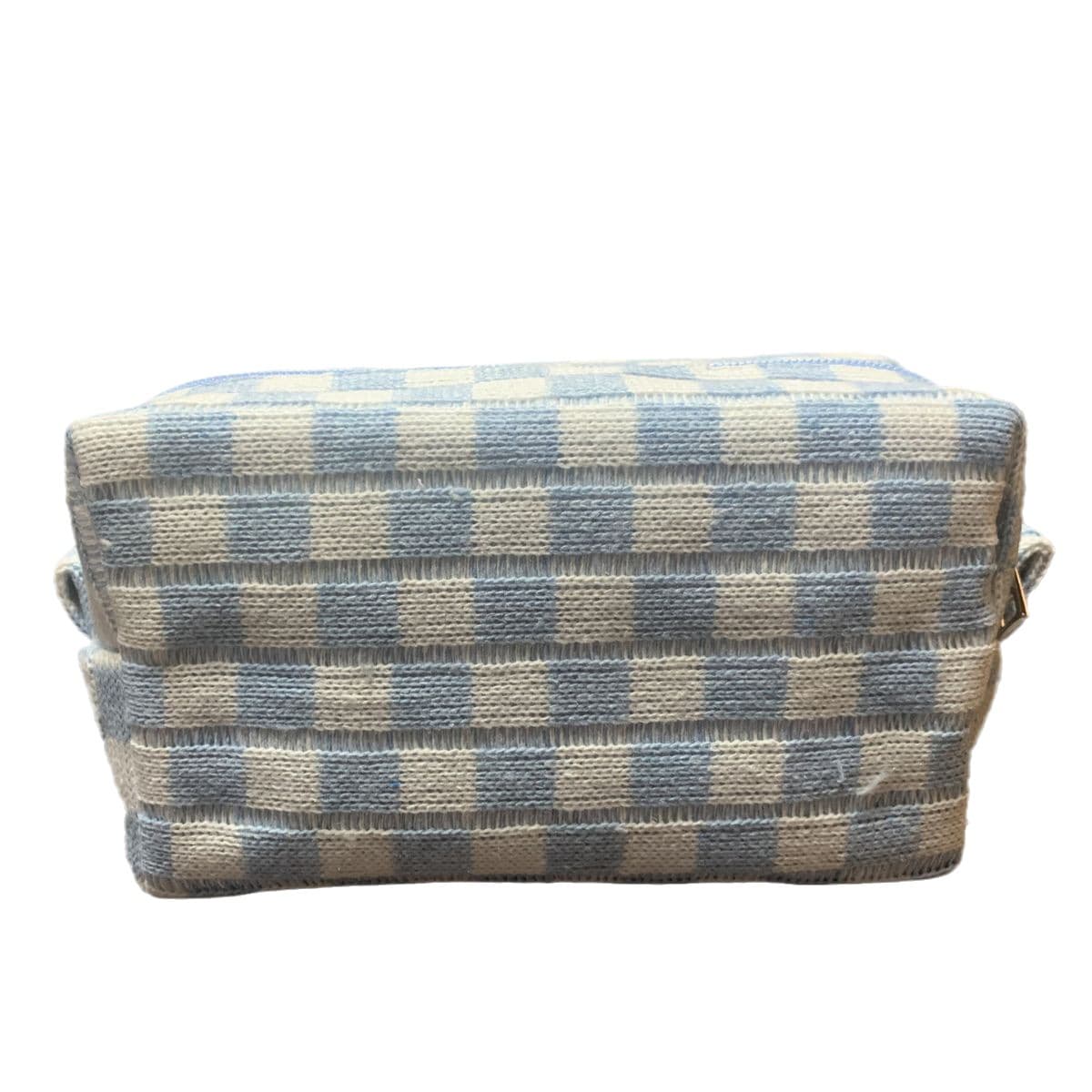 Wool Large Checkered Cosmetic Storage Bag with High Capacity thumbnail 5