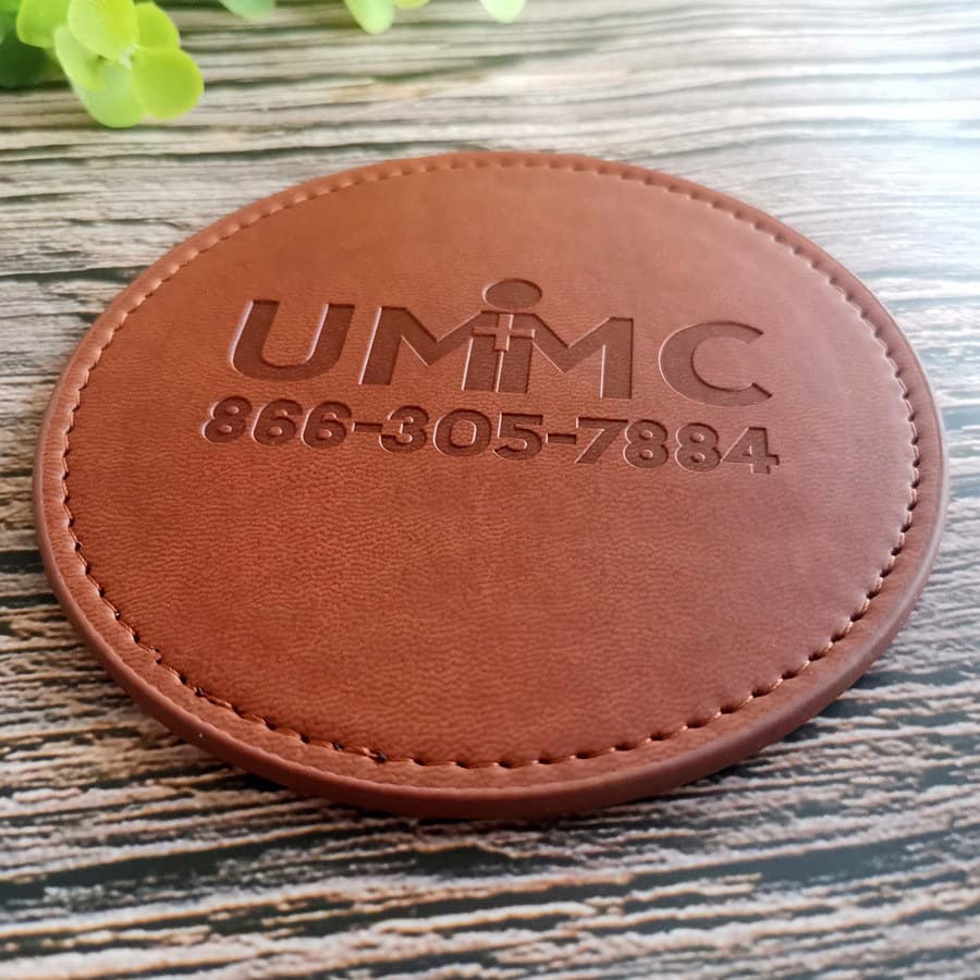 PU Leather Round Coasters Drink Mat
