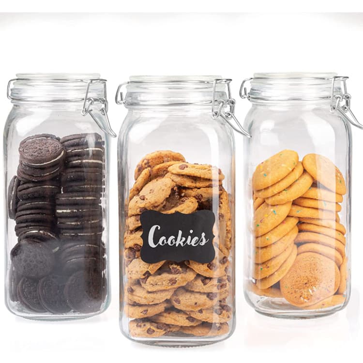 73Oz Glass Food Storage Jars With Airtight Clamp Lids thumbnail 5
