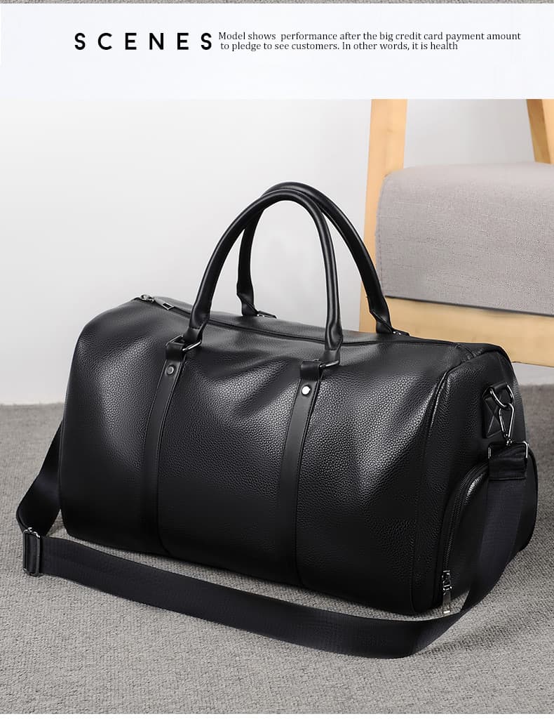 Genuine Leather Sport Gym Duffle Travel Bag thumbnail 6