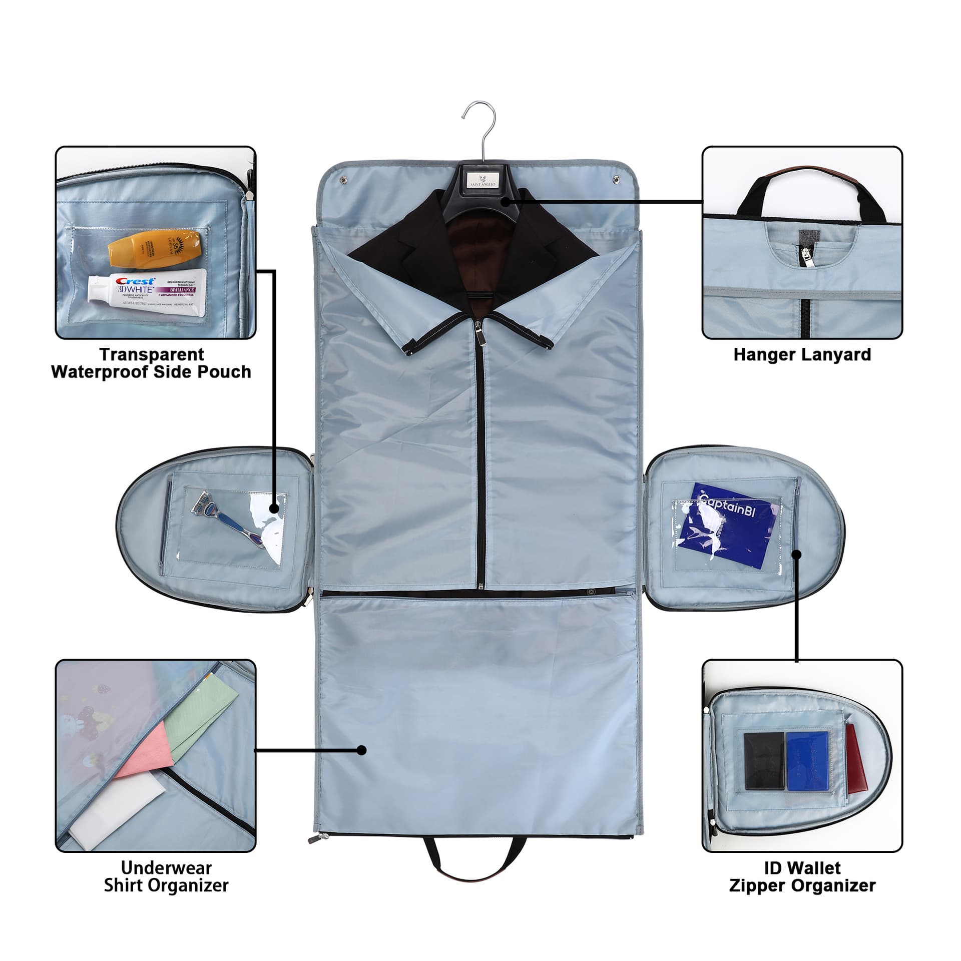 4 in 1 Hanging Suit Convertible Travel Carry on Garment Bag thumbnail 3