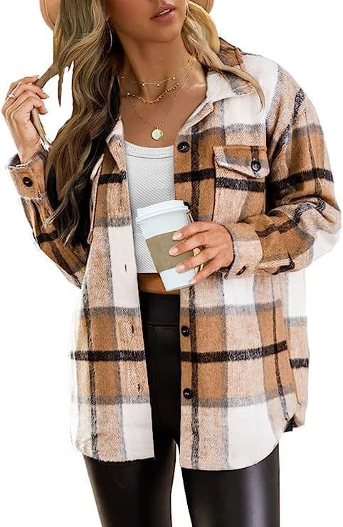 Casual Plaid Shacket Button Down Long Sleeve Shirt thumbnail 4