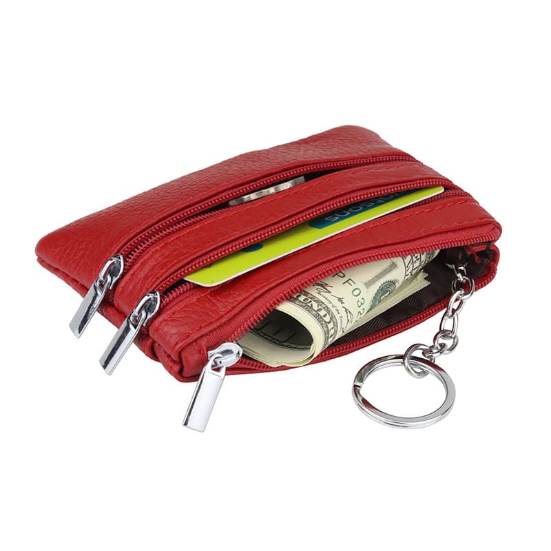 cowhide card money coin purses With Zipper Pocket thumbnail 2